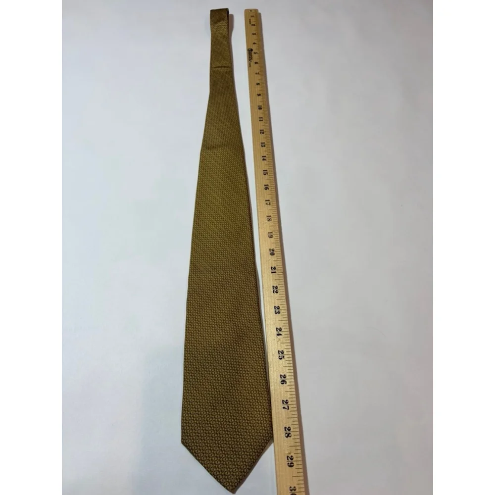 Brooks Brothers Makers Gold Silk Tie USA Geometric Classic Preppy
